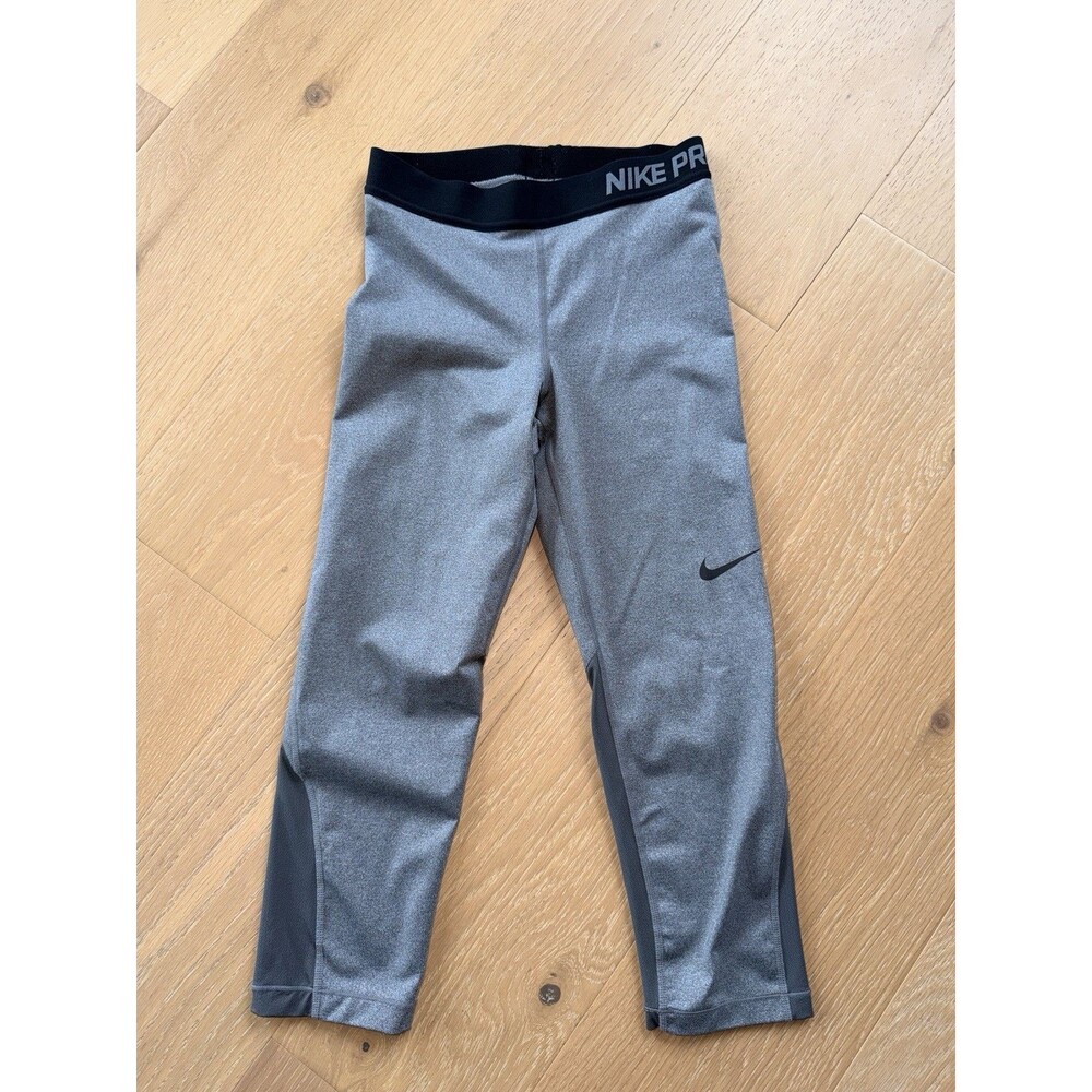 Nike Pro Leggings SmallGray Dri Fit Swoosh Pull On Capri Womens S